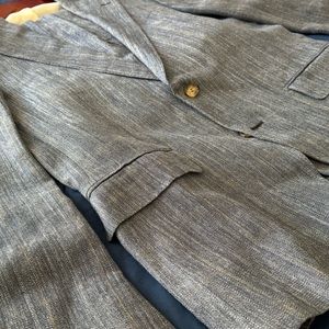 SuitSupply Suit Supply 40R 2 Button Wool Silk Linen Blue Yellow WindowPane